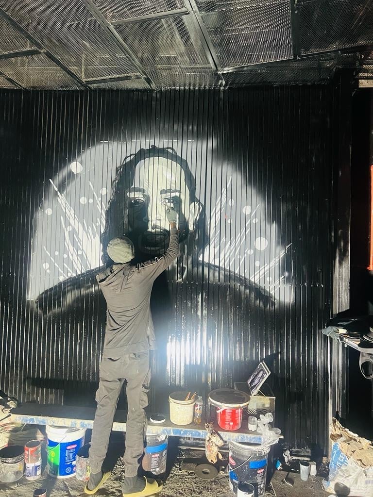 Portrait mural on an interior wall