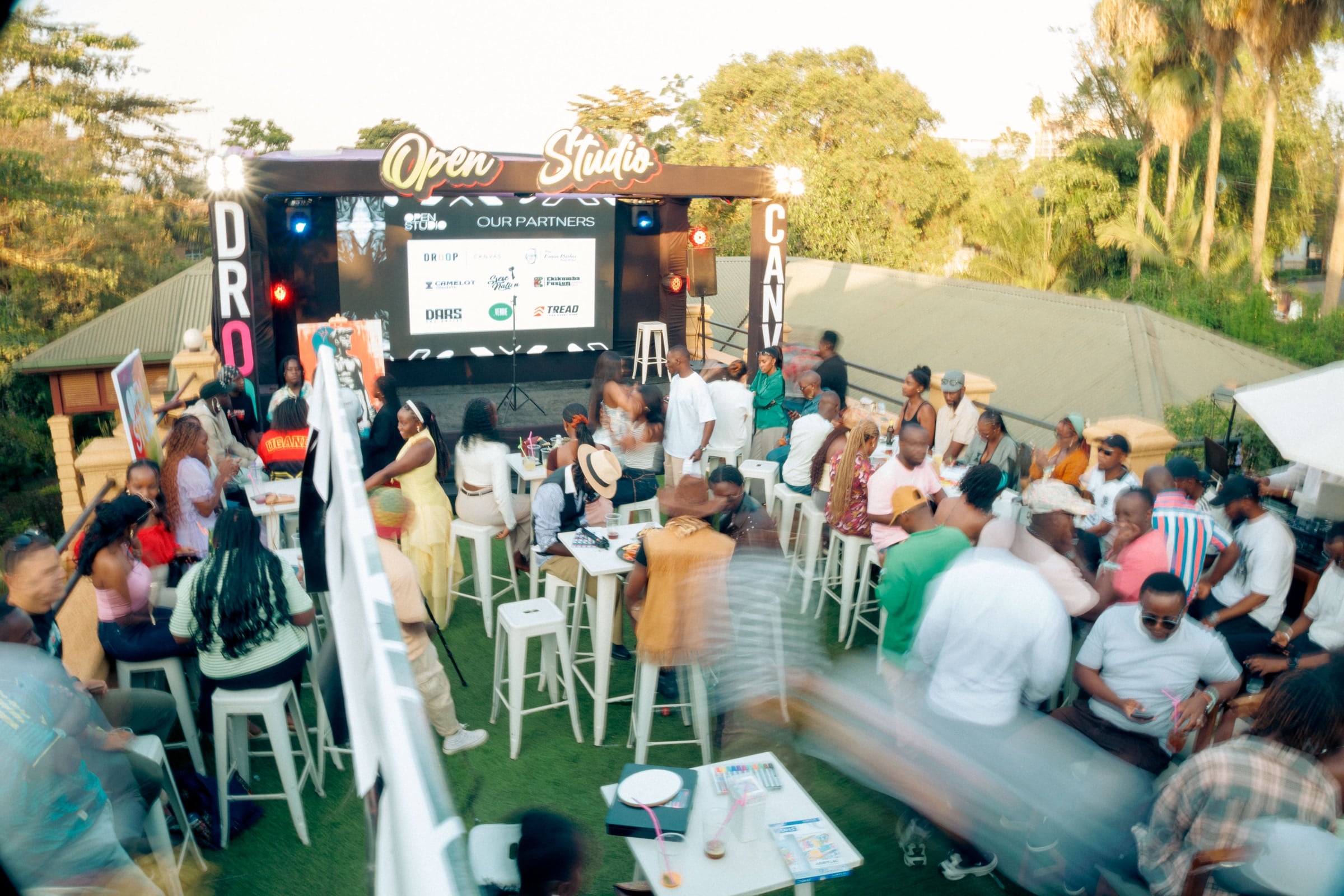Guests gathered at a Droop Open Studio session